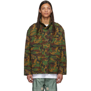 Off-White Green Camo All Over Padded Field Jacket