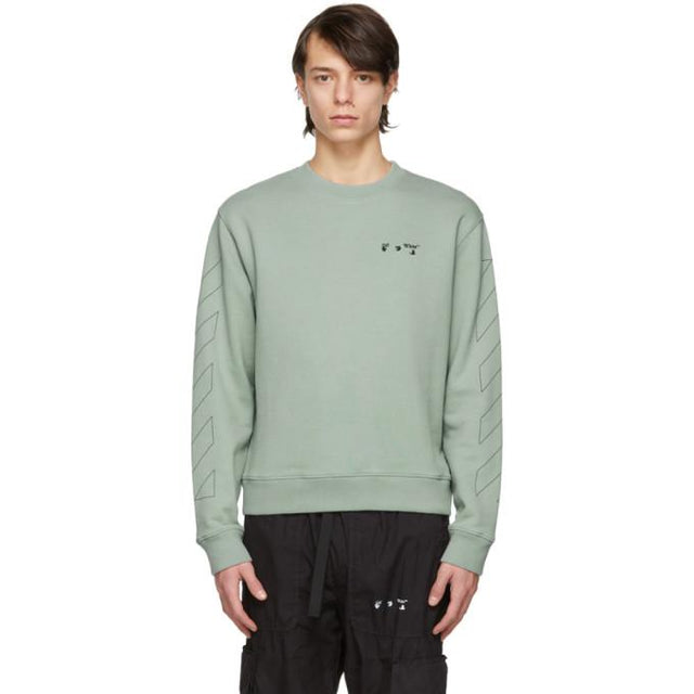 Off-White Green Slim Fit Logo Sweatshirt