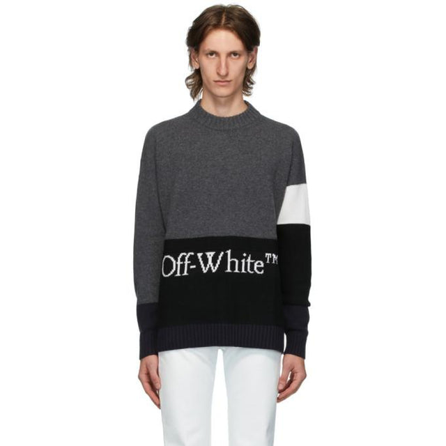 Off-White Grey Color Block Sweater