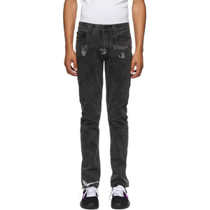 Off-White Grey Logo Contour Slim Jeans