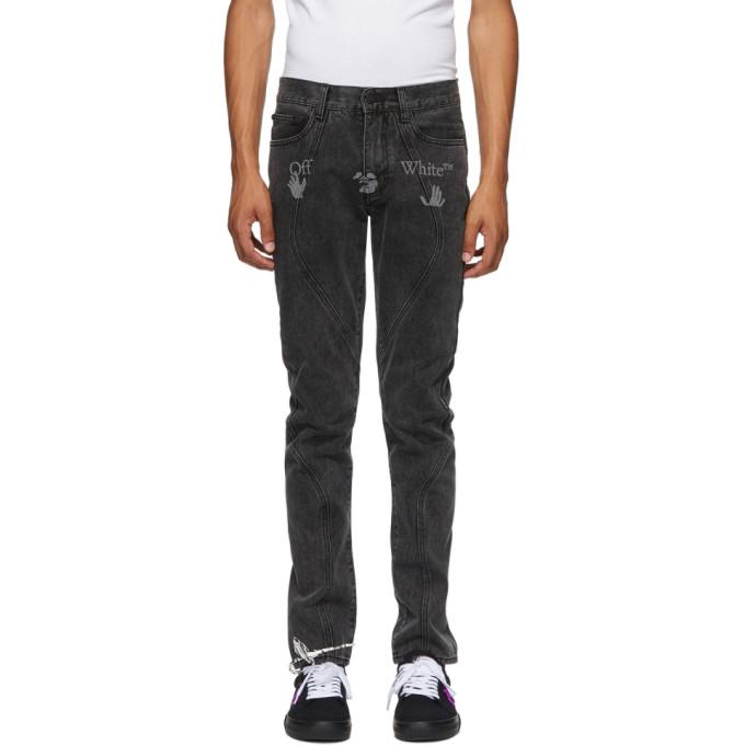 Off-White Grey Logo Contour Slim Jeans