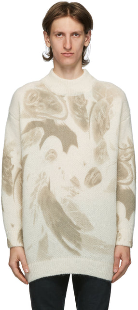 424 Off-White Mohair Oversized Crewneck Sweater - 424 Pull Crewneck surdimensionné de Mohair hors blanc - 424 Off-White Mohair 대형 Crewneck 스웨터
