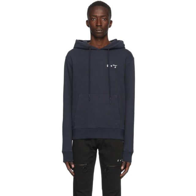 Off-White Navy New Logo Slim Hoodie