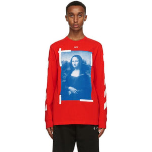 Off-White Red and Blue Mona Lisa Long Sleeve T-Shirt