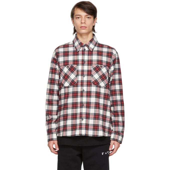 Off-White Red and White Flannel Check Shirt
