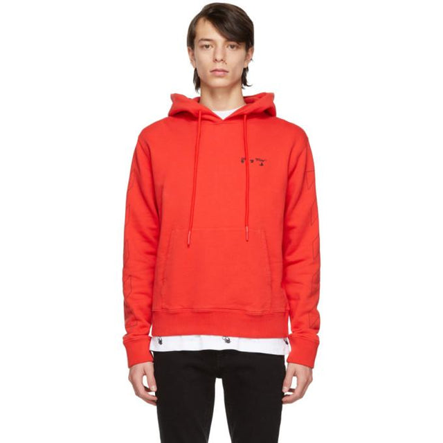 Off-White Red Slim Fit Logo Hoodie