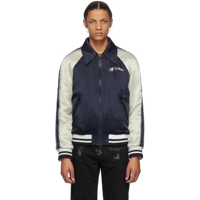 Off-White Reversible Navy and Off-White Souvenir Bomber Jacket
