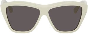 Bottega Veneta Off-White Shiny Sunglasses - Lunettes de soleil brillantes de Bottega Veneta - Bottega Veneta Off-White Shiny 선글라스