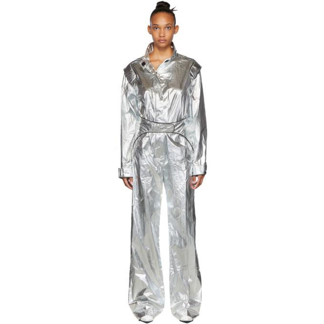 Off-White Silver Racing Loose Jumpsuit