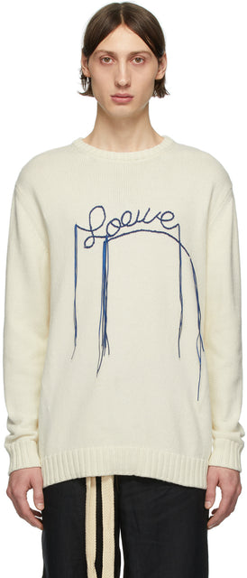 Loewe Off-White Stitch Logo Sweater - Pull de logo de point de sucge - Loewe Off-White Stitch 로고 스웨터