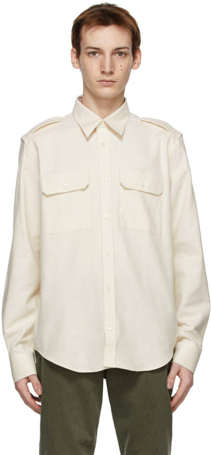 Helmut Lang Off-White Strap Shirt - Helmut Lang Chemise à bandes blanches - Helmut Lang off-white 스트랩 셔츠