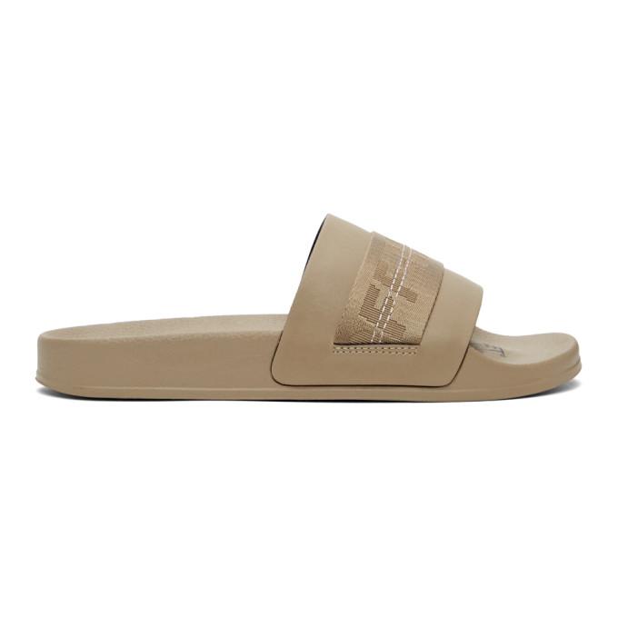 Off-White Taupe Industrial Slides