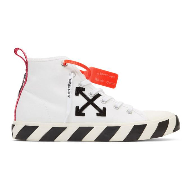 Off-White White and Black Arrows Mid-Top Sneakers