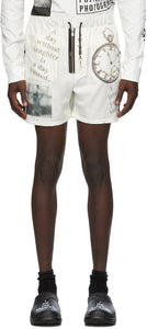 TAKAHIROMIYASHITA TheSoloist. Off-White Wool Pyjama Shorts - Takahiromiyashita thesolois. Short de pyjama en laine blanc cassé - Thesoloist 타카 하이로미 야시타. 화이트 양모 파자마 반바지