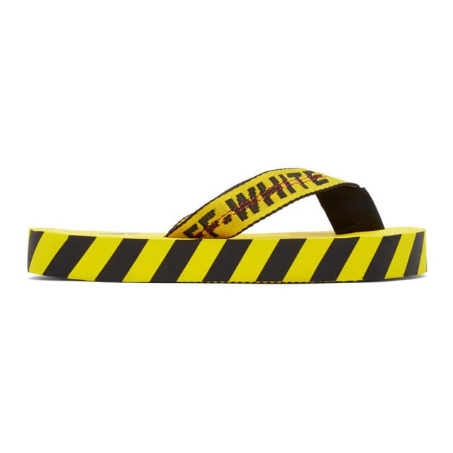Off-White Yellow and Black Flip Flop Sandals