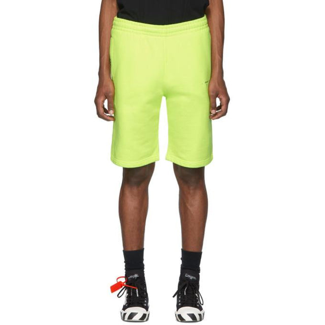 Off-White Yellow Logo Sweat Shorts