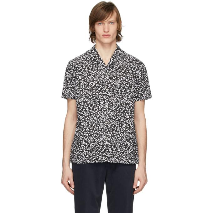 Officine Generale Black and White Seersucker Dario Short Sleeve Shirt