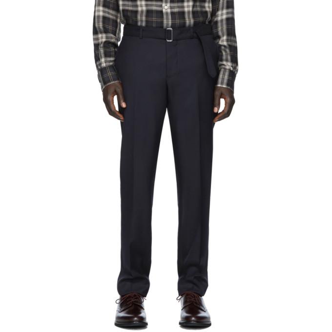 Officine Generale Navy Wool Pinpoint Paul Trousers