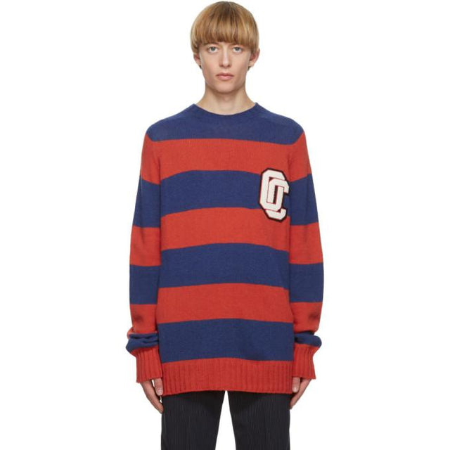 Opening Ceremony Red and Blue Alpaca Striped OC Sweater
