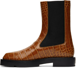 Givenchy Orange Croc Chelsea Boots