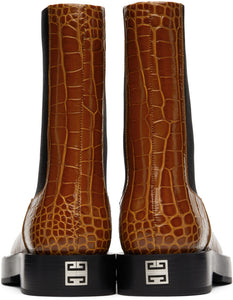 Givenchy Orange Croc Chelsea Boots