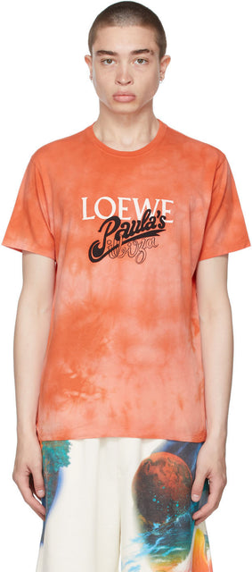 Loewe Orange Paula's Ibiza Tie-Dye Logo T-Shirt - T-shirt Logo T-shirt Ibiza Team de Loewe Orange Paula Paula - Loewe 오렌지 폴라의 이비자 넥타이 염료 로고 티셔츠