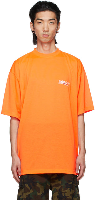 Balenciaga Orange Political Campaign Large Fit T-Shirt - Campagne politique Balenciaga Orange Grand T-shirt Fit Fit - Balenciaga 오렌지 정치 캠페인 큰 맞는 티셔츠