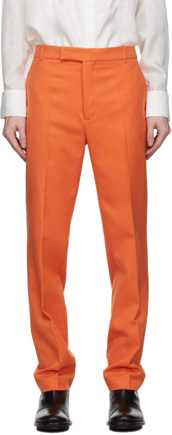 Shop vermilion orange corduroy, zip-line boot-cut pant trousers- Deji & kola