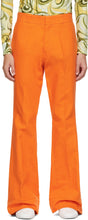 Raf Simons Orange Twill Flared Trousers - Pantalon évasé de la RAF Simons Simons Twill orange - Raf Simons 오렌지 능직 바지