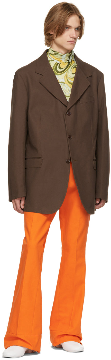 Raf Simons Orange Twill Flared Trousers