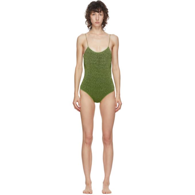 Oseree Green Lurex Lumiere One-Piece Swimsuit