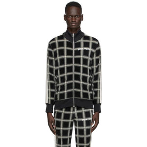 Palm Angels Black and Beige Houndstooth Track Jacket