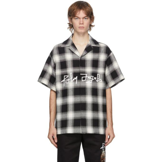Palm Angels Black and White Desert Logo Short Sleeve Shirt