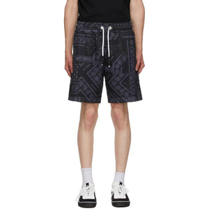 Palm Angels Black Bandana Mesh Shorts