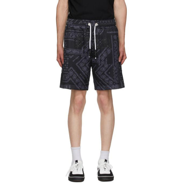 Palm Angels Black Bandana Mesh Shorts
