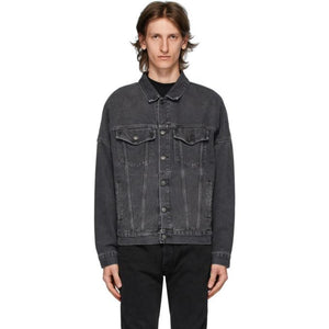 Palm Angels Black Denim Logo Over Jacket
