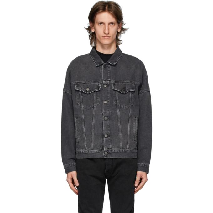 Palm Angels Black Denim Logo Over Jacket
