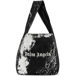 Palm Angels Black Denim Logo Tote