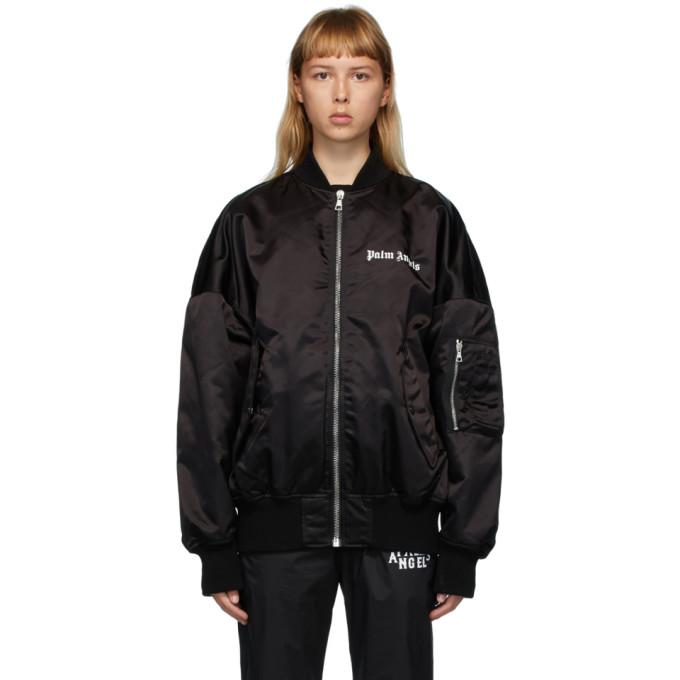 Palm Angels Black Logo Bomber Jacket