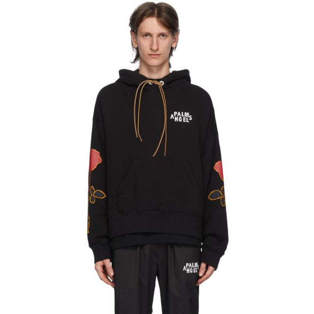 Palm Angels Black Side Roses Hoodie