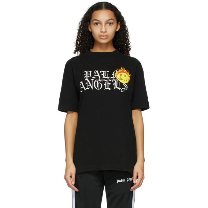 Palm Angels Black Smiley Edition Burning Head Logo T-Shirt