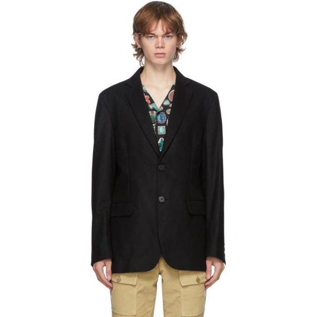 Palm Angels Black Wool Logo Blazer