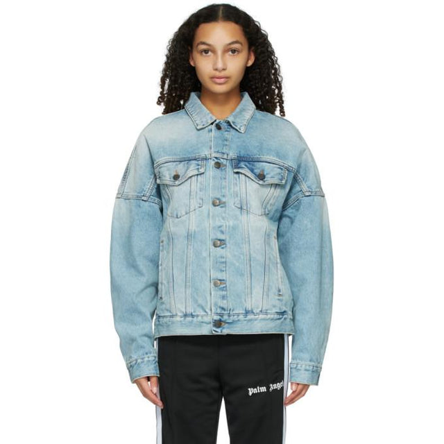 Palm Angels Blue Denim Logo Jacket
