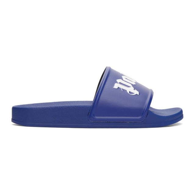 Palm Angels Blue Logo Pool Slides