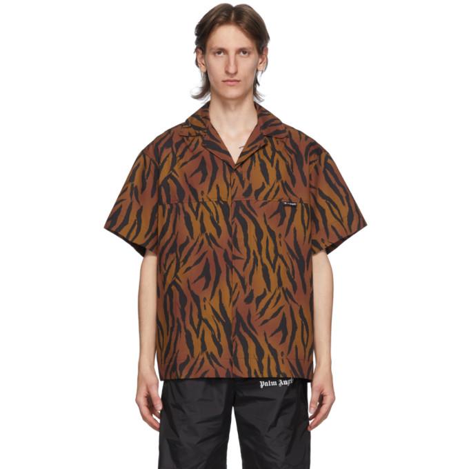 Palm Angels Brown and Black Tiger Bowling Shirt