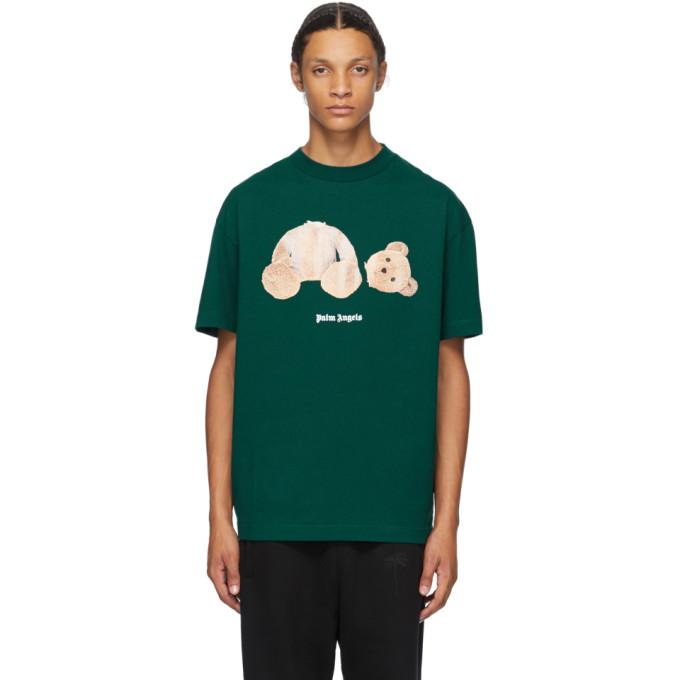 Logo Cotton Jersey T Shirt in Green - Palm Angels Kids