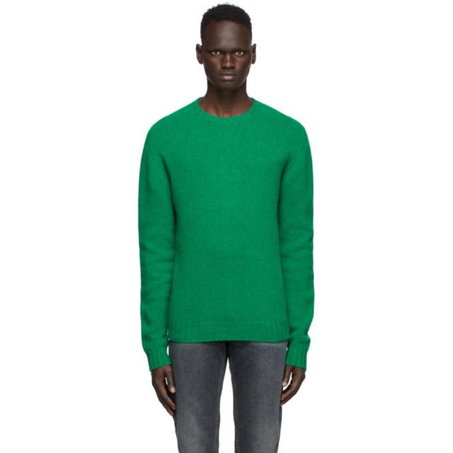 Palm Angels Green Recycled Wool Logo Sweater