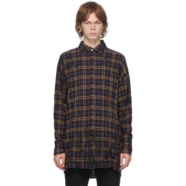 Palm Angels Navy and Brown Round Logo Shirt