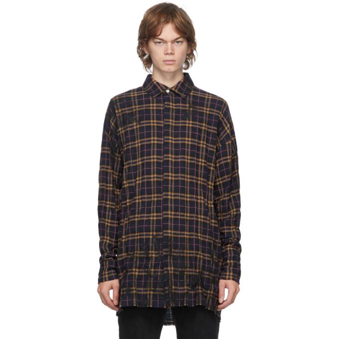Palm Angels Navy and Brown Round Logo Shirt