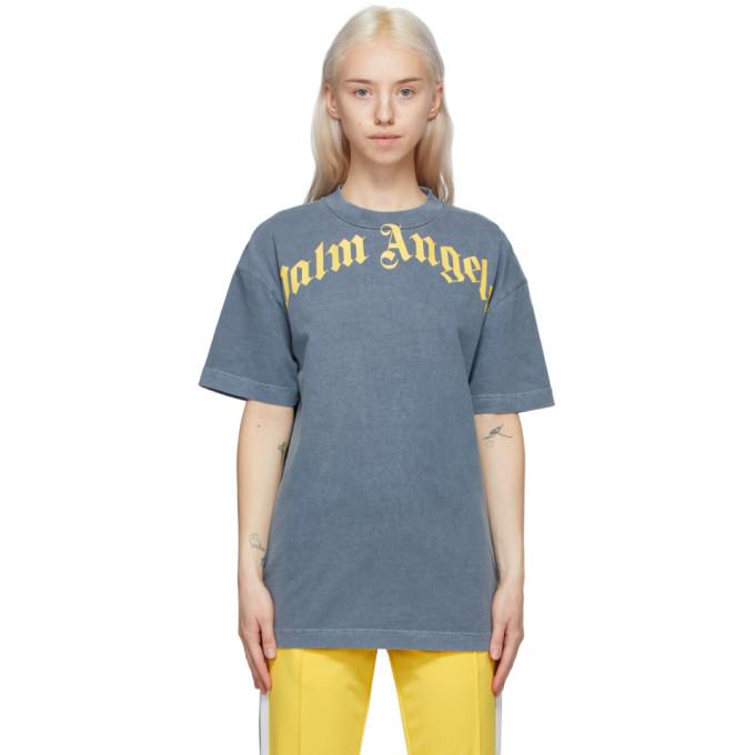 Palm Angels Navy and Yellow Vintage T-Shirt – BlackSkinny